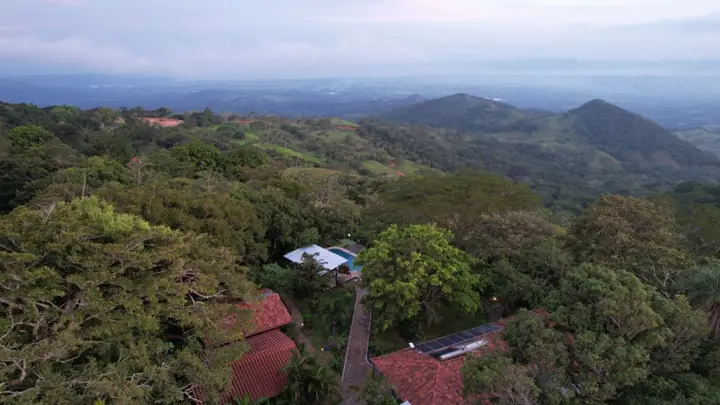 The site from the air, with the mountains of Montes de Oro behind.